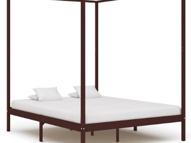 vidaXL Rama łóżka z baldachimem, ciemnobrązowa, lita sosna, 160x200 cm 283272-1