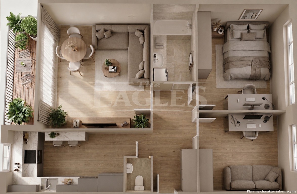 Sprzedaż-3 pokoje/ 61,30 m² z balkonem/Mokotów - Widok 3