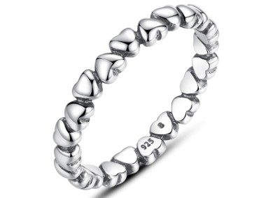 Nowy srebrny pierścionek srebro 925 obrączka w serca serce serduszko-1