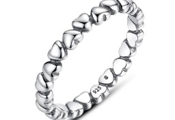 Nowy srebrny pierścionek srebro 925 obrączka w serca serce serduszko