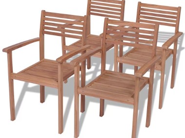 vidaXL Krzesła ogrodowe sztaplowane, 4 szt., lite drewno tekowe 43037-1