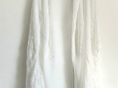 Duża chusta szal dupatta haftowana szyfon biała orient hidżab hijab pareo-1