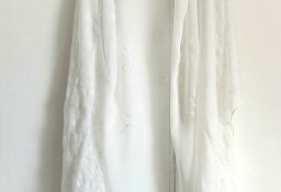 Duża chusta szal dupatta haftowana szyfon biała orient hidżab hijab pareo