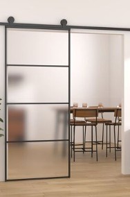 vidaXL Drzwi przesuwne, szkło ESG i aluminium, 90x205 cm, czarne-2