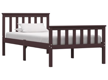 vidaXL Rama łóżka, ciemnobrązowa, lite drewno sosnowe, 90 x 200 cm 283232-1