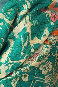 Nowy lekki szal tkany z wełną orientalny zielony kwiaty elegancki-2