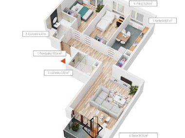 Mieszkanie/69,72m2/7 piętro/3-pok/ BEZ PCC-1