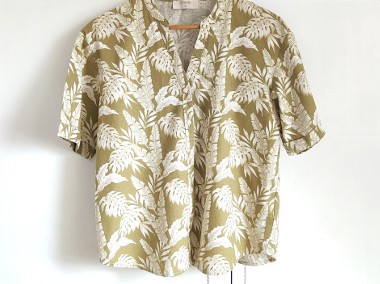 Letnia koszula Cream 38 M len wiskoza lato hawajska liście roślinna floral-1