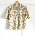 Letnia koszula Cream 38 M len wiskoza lato hawajska liście roślinna floral