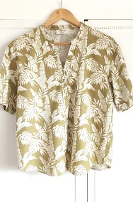 Letnia koszula Cream 38 M len wiskoza lato hawajska liście roślinna floral-2