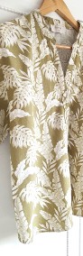 Letnia koszula Cream 38 M len wiskoza lato hawajska liście roślinna floral-4
