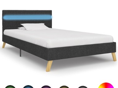 vidaXL Rama łóżka z LED, ciemnoszara, tkanina, 100 x 200 cm 284841-1