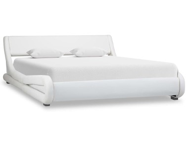 vidaXL Rama łóżka, biała, sztuczna skóra, 140 x 200 cm 285711-1