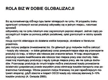 "Rola BIZ w dobie globalizacji" - Praca Zaliczeniowa Studia cała Polska. -1