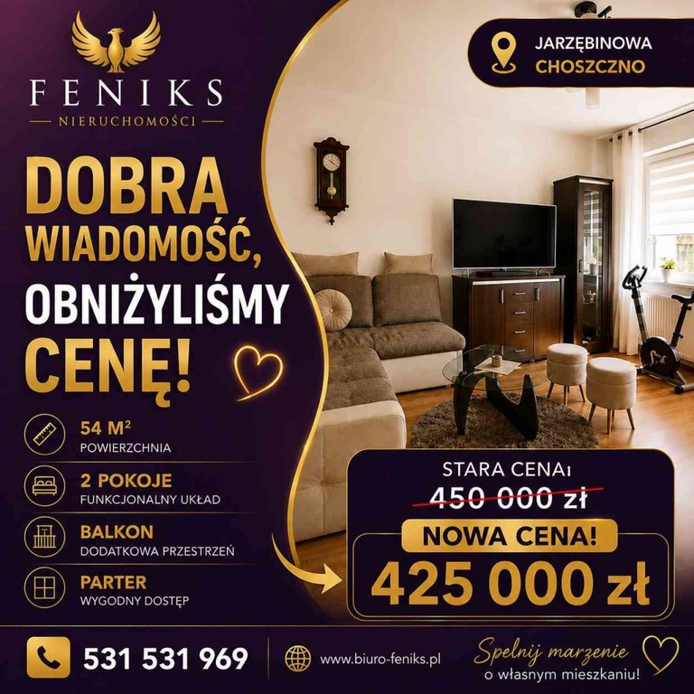 Mieszkanie na sprzedaż, 2 pokoje, 54 m², Choszczno