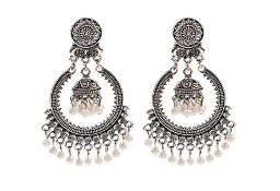 Nowe kolczyki indyjskie orientalne srebrny kolor mandala kółko boho bohemian