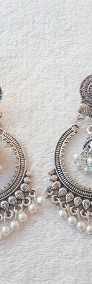 Nowe kolczyki indyjskie orientalne srebrny kolor mandala kółko boho bohemian-3