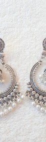 Nowe kolczyki indyjskie orientalne srebrny kolor mandala kółko boho bohemian-4