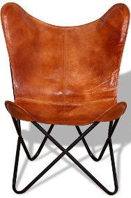 vidaXL Krzesło motyl, brązowe, skóra naturalna 243728-2