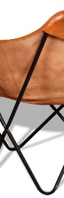 vidaXL Krzesło motyl, brązowe, skóra naturalna 243728-3