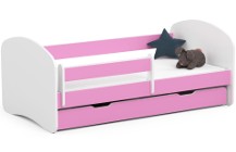 Łóżko dziecięce 160x80 SMILE z materacem i szufladą różowe