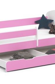 Łóżko dziecięce 160x80 SMILE z materacem i szufladą różowe-2