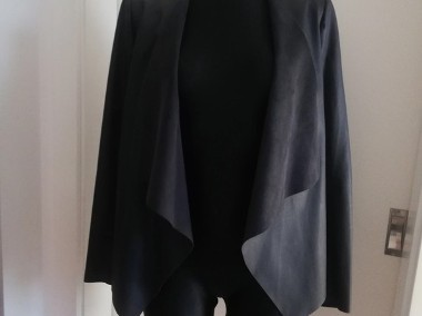 Granatowa jesienna skórzana kurtka ramoneska Zara-1