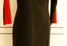 Dwukolorowa sukienka, długi rękaw - Skórska 
