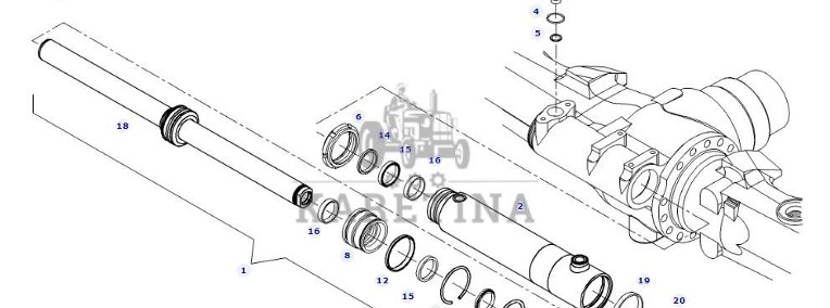Fendt 414 Vario - siłownik układu kierowniczego E718301121010-1