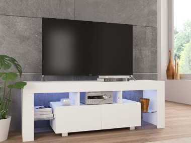 vidaXL Szafka pod TV ze światłem LED, błyszcząca, biała, 130x35x45cm283734-1