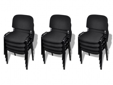 vidaXL Krzesła biurowe tapicerowane tkaniną 12 szt., sztaplowane, czarne 274427-1