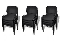 vidaXL Krzesła biurowe tapicerowane tkaniną 12 szt., sztaplowane, czarne 274427