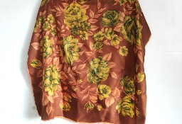 Apaszka vintage chusta chustka retro brązowa kwiaty jesienna