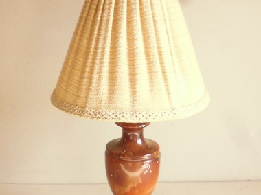 Lampa Nocna Alabaster Italy 36 cm z abażurem-1