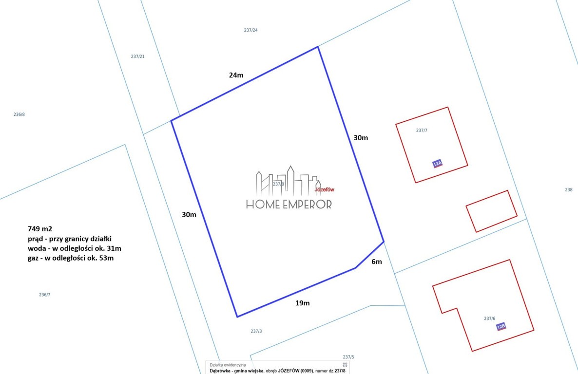 Działka na sprzedaż, 749 m², Dąbrówka Józefów – pohled 2