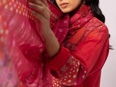 Indyjska chusta szal czerwień wzór bawełna hidżab hijab etno boho hippie tribal-1