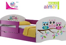 łóżko dla dziecka 140x70 z szufladą i bajkowym nadrukiem 