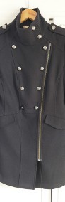 Czarny płaszcz zimowy Promod S 36 guziki dwa rzędy zamek-4