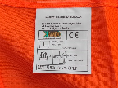 Kamizelka odblaskowa pomarańczowa marki Kamdo z logo TNT-2