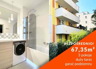 3 pok. 67 m², przestronne mieszkanie w centrum Pruszkowa, taras, garaż podziemny