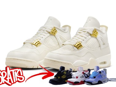 Nike AIR JORDAN 4 White & Gold / AQ9129–170-1