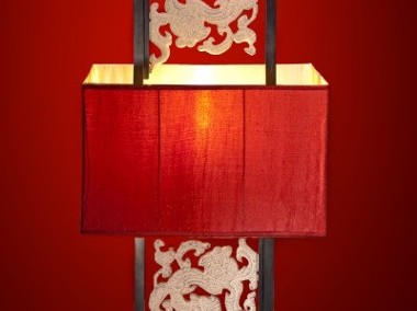 Piękna lampa stojąca; motywy orientalne z kamienia -1
