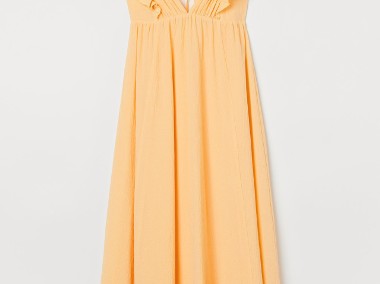 Nowa sukienka H&M długa suknia maxi żółta bawełna S 36 dekolt-1