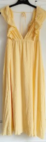 Nowa sukienka H&M długa suknia maxi żółta bawełna S 36 dekolt-3