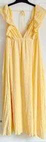 Nowa sukienka H&M długa suknia maxi żółta bawełna S 36 dekolt-4