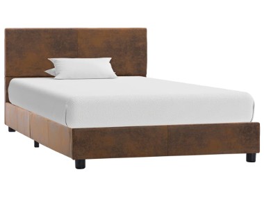 vidaXL Rama łóżka, brązowa, sztuczna skóra zamszowa, 90 x 200 cm 284780-1