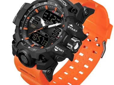 Duży zegarek męski militarny pomarańczowy sportowy wodoszczelny elektroniczny-1