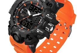 Duży zegarek męski militarny pomarańczowy sportowy wodoszczelny elektroniczny