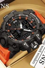 Duży zegarek męski militarny pomarańczowy sportowy wodoszczelny elektroniczny-2