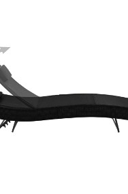 vidaXL Leżak ogrodowy z poduszką, polirattan, czarny44717-2